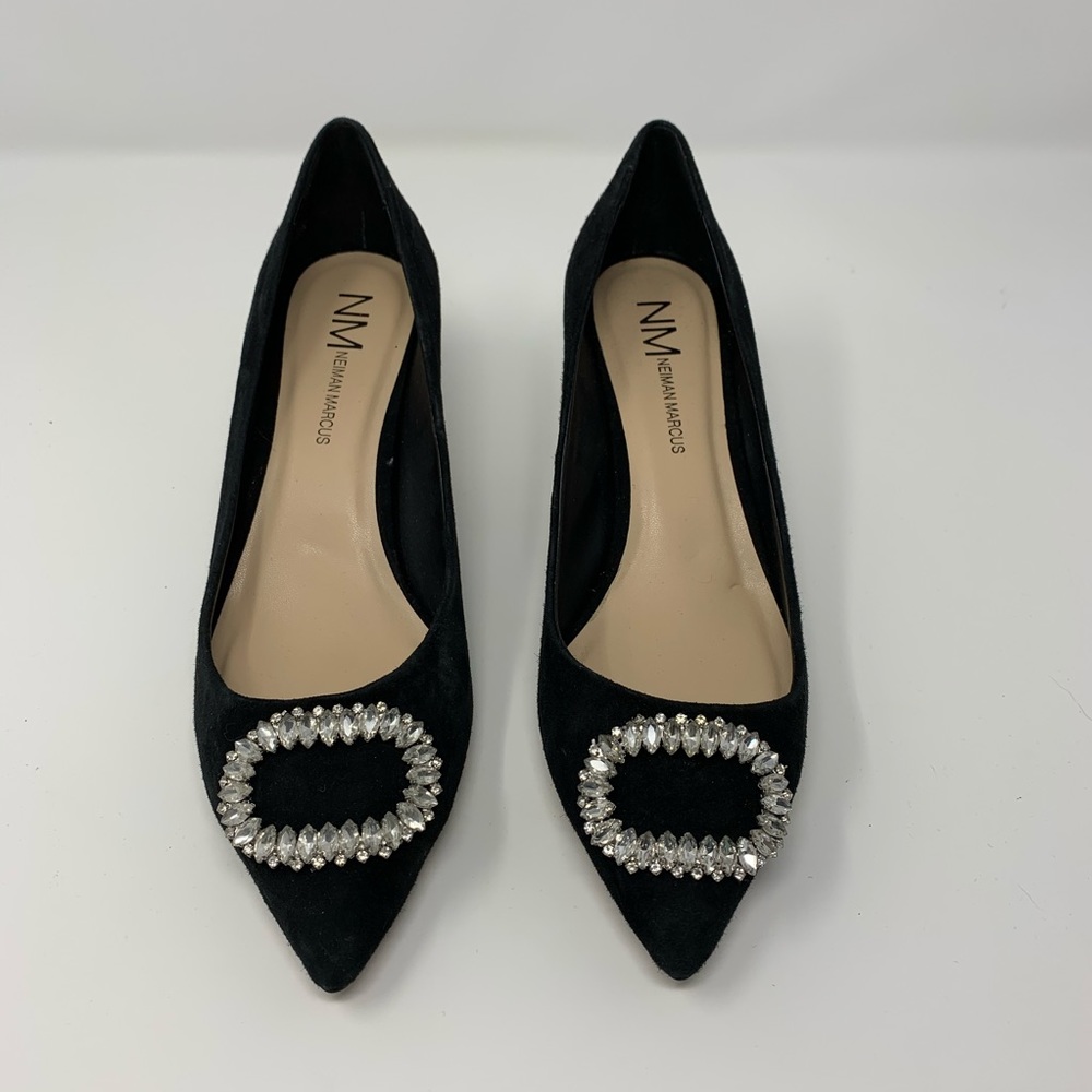 NWT Neiman Marcus Black Jeweled Toe Heel Size 10